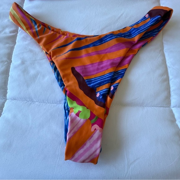 New Vibrant Abstract Multicolor Triangle Bikini Set Padded Bra - Picture 3 of 5